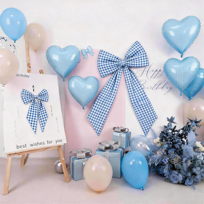 One Silly Goose Blue Checkered Bow Decor - 2 Pack Large & Small for Coquette Room Backdrop
