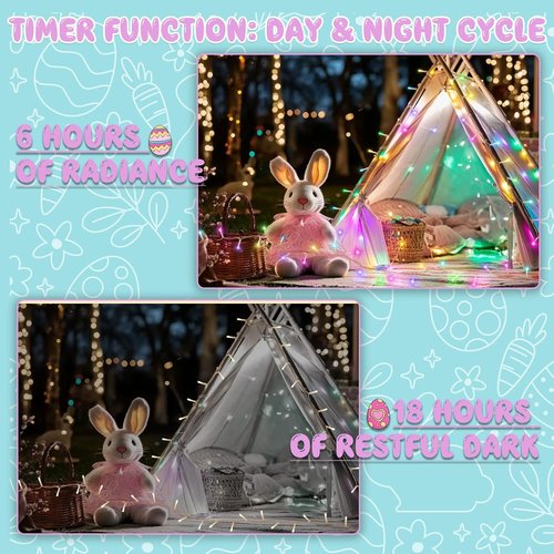 Cshare Easter String Lights - Battery Operated 30 LED Fairy Lights | 9.8ft Pastel Decor with Timer for Indoor & Outdoor Parties