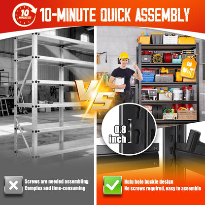 **Regine Switzerland Heavy Duty Garage Shelving | Set of 3 Adjustable 5-Tier Metal Storage Units 78"x46"x20"**