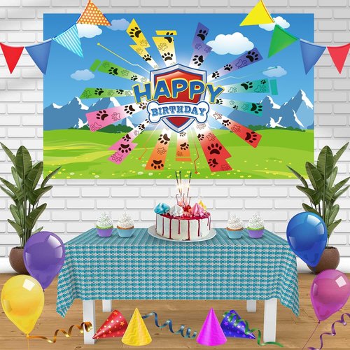Dog Paw Birthday Banner - Giant 70.8x43.3 Inch Decoration for Baby & Kids Parties