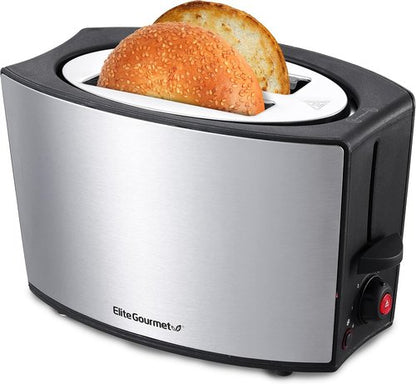Elite Gourmet 2-Slice Toaster - Extra Wide 1.25” Slots, 6 Settings, Stainless Steel Finish