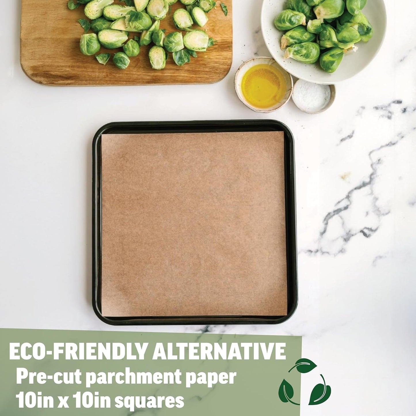 Zenlogy 10x10 Parchment Paper Squares - Unbleached, Non-Stick, High Heat | 200 Pre-Cut Sheets for Baking & Roasting