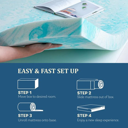 EGO Topper 4 Inch Cal King Memory Foam Mattress Topper, Gel Foam Mattress Topper for Pressure Relief, Ventilated Design Bed Topper in a Box, CertiPUR-US Certified, Medium
