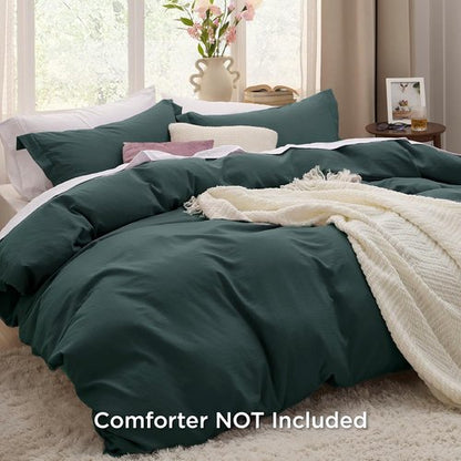 Bedsure Forest Green Duvet Cover Set - Extra Soft Twin/Twin XL Bedding with Zipper Closure & Pillow Sham