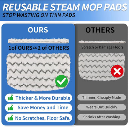 Shark 6-Pack Thickened Steam Mop Replacement Pads - Durable Microfiber, Washable for Pet Owners & Families