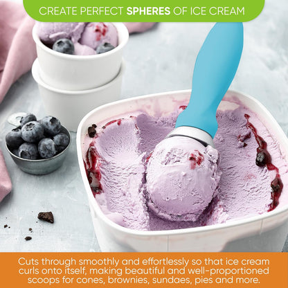 Spring Chef Heavy Duty Ice Cream Scoops - Soft Grip Handle, Dishwasher Safe - 2 Pack - Aqua Sky