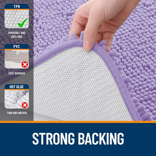 OLANLY Bathroom Rugs 40x24, Extra Soft Absorbent Chenille Bath Rugs, Rubber Backing Quick Dry, Machine Washable Bath Mats for Bathroom Floor, Tub and Shower, Home Decor Accessories, Lavender