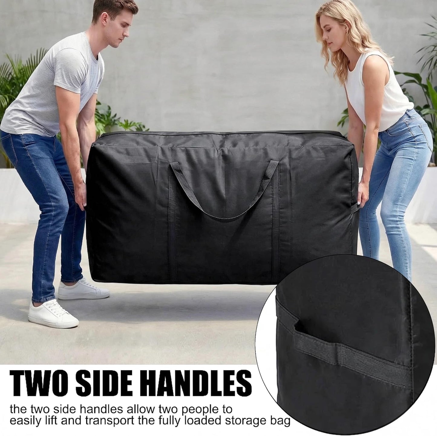 XXL Storage Bags by [Brand Name] - 66 Gallon Extra Large Totes with Zippers & Side Handles | Black