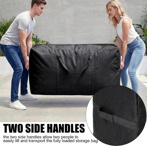 66 Gallon Extra Large Storage Bags by [Brand Name] - Jumbo Moving Totes with Zippers & Handles | Space-Saving Organization (Black)