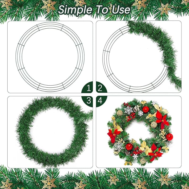 Aodaer 24 Pack 12 Inch Christmas Wire Wreath Frames - Green Metal Ring