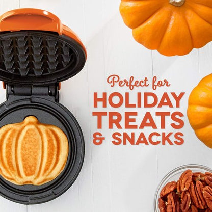 DASH Mini Waffle Maker - Easy to Clean Non-Stick Surfaces | 4-Inch Orange Pumpkin Design (Pack of 5)