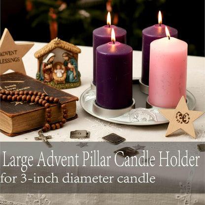 Shellwei Advent Wreath Candle Holder - Metal Nativity Scene Centerpiece for Christmas Decor | Fits 3-Inch Pillar Candles