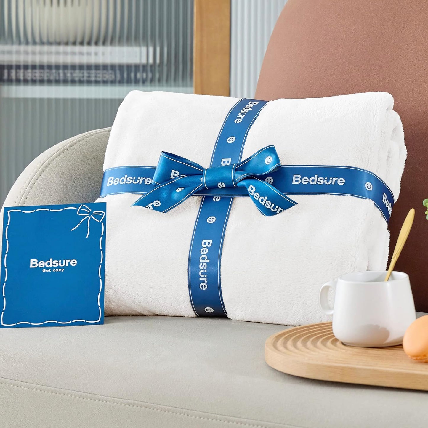 Bedsure GentleSoft Fleece Blanket - Cozy, Cute Throw for Kids | 43x55 Inches, White