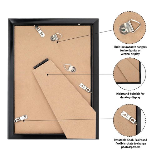 LaVie Home 3.5x5 Picture Frame for Wall Display, 3.5x5 Black Picture Frame with HD Plexiglas, 3.5 x 5 Matted Frame 1 Pack, Display Frame for Vertical or Horizontal, Classic Collection