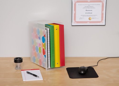 IRIS USA Medium Portable Desktop File Box - Open Lid Design, 6 Pack, Ideal for Letter Size Documents & Magazines