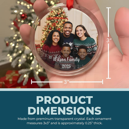 Regine Switzerland Personalized Christmas Ornament - Custom Crystal Photo Keepsake with Text