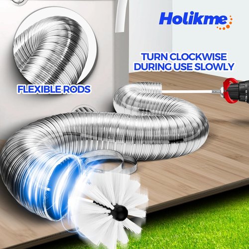 Holikme 30 Feet Dryer Vent Cleaner Kit - Flexible Lint Brush with Drill Attachment for Easy Cleaning