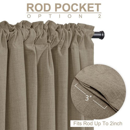 100% Blackout Shield Linen Blackout Curtains for Bedroom 84 Inches Long, Back Tab/Rod Pocket Living Room Drapes, Thermal Insulated Blackout Curtains 2 Panels Set, 50" W x 84" L, Plaza Taupe