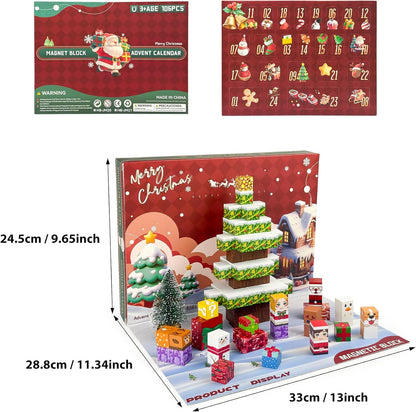 Advent Calendar 2025 | 106PCS Christmas Tree Building Block Set - Fun Stacking Tiles for Kids Ages 3-12