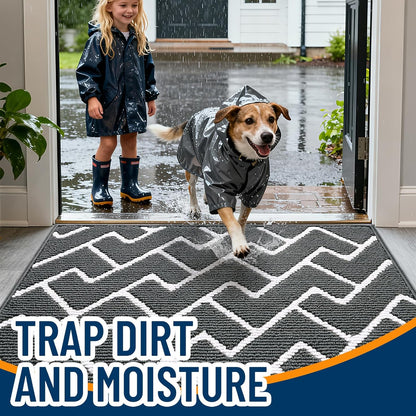 OLANLY Non-Slip Front Door Mat - Dirt Resistant & Absorbent | Washable Indoor Doormat 36x24, Charcoal