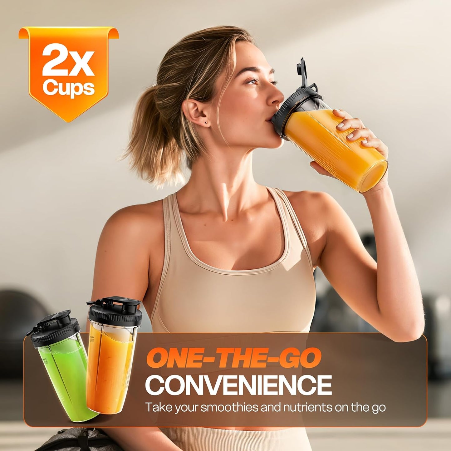 Skiennix Portable Personal Blender - Smoothie Maker with 2 x 24oz Cups & Extra Lid for Juices & Baby Food