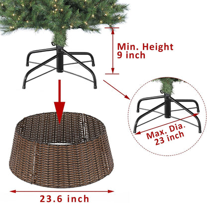 Regine Switzerland Christmas Tree Collar - 23” Handmade Rattan Wicker Base Cover for Holiday Decor