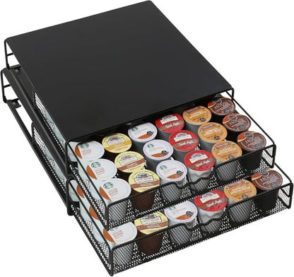 DecoBrothers K-Cup Holder - Stylish Drawer Storage for 36 Coffee Pods | Black Finish