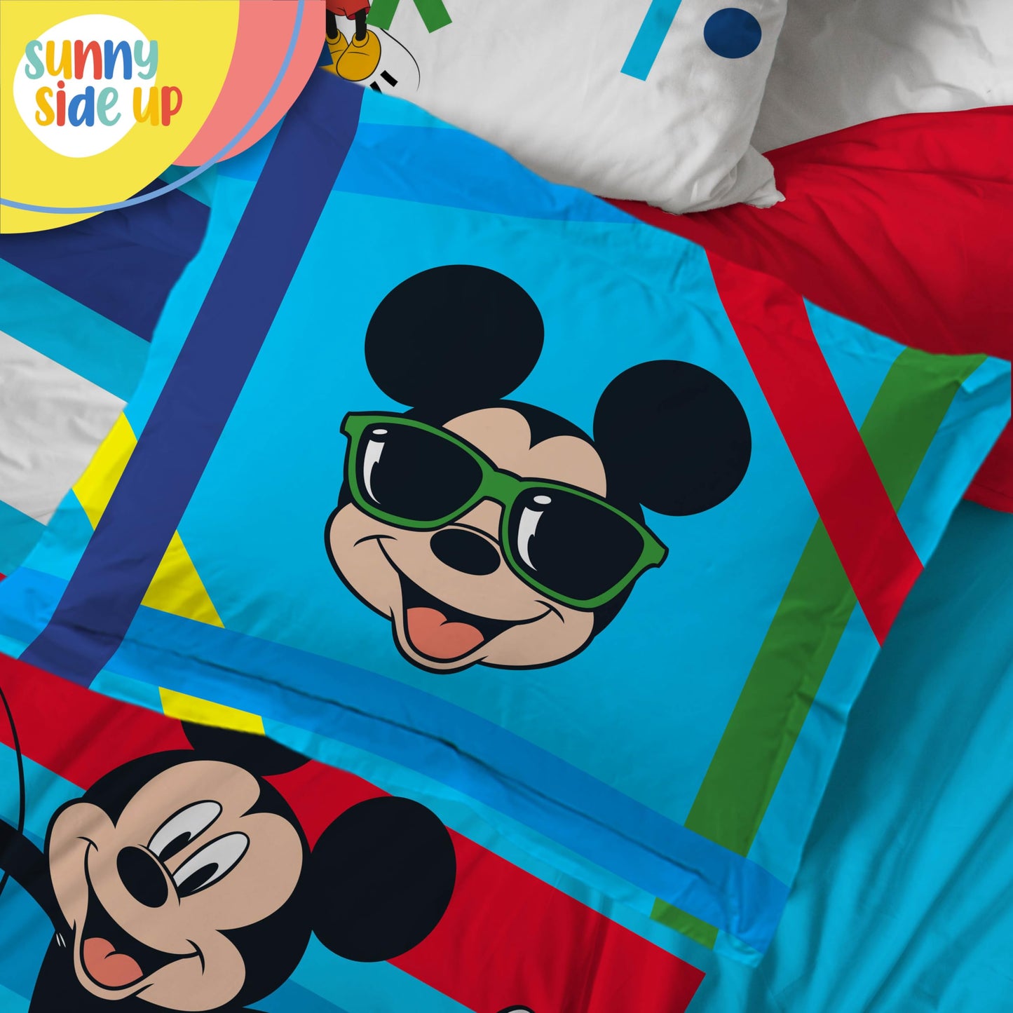 Sunny Side Up Disney Mickey Mouse Twin Comforter Set - 5 Piece Kids Bedding Includes Comforter, Sheets & Pillow Cover - Super Soft Microfiber Bed Set