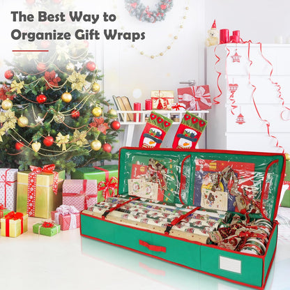 Regine Switzerland Christmas Wrapping Paper Organizer - Storage Bag with Interior Pockets, Fits 27 Rolls