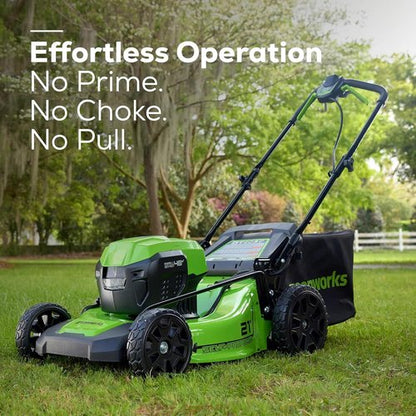 Greenworks 48V (24V x 2) High - Performance Cordless Yard Tool Combo: 21" self propelled lawn mower, 12" Trimmer & Blower, with 3 Batteries & 2 Chargers