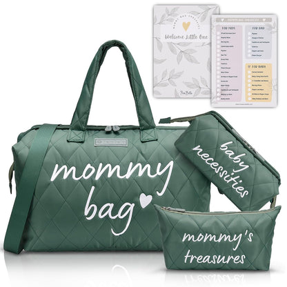 PeraBella Mommy Hospital Bag - Stylish Maternity Diaper Bag for Labor & Delivery | Green
