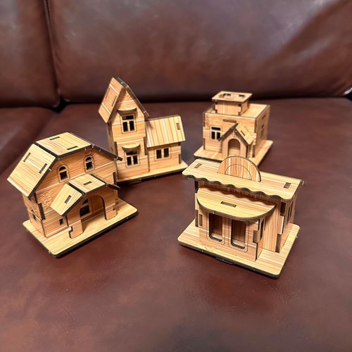 Log Cabin 3D Wooden Puzzle by [Brand Name] - DIY Miniature House Model Kit for Adults & Teens