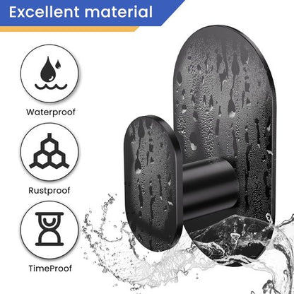 Aikzik Adhesive Towel Hooks - 4 Pack Heavy Duty 26LB Wall Hooks for Bathroom & Shower | Matte Black Stainless Steel