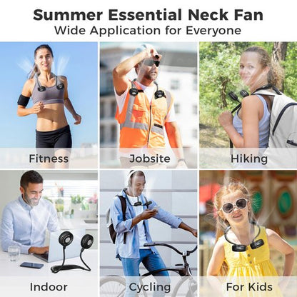 COMLIFE Portable Neck Fan, 2600mAh Battery Operated Ultra Quiet Hands Free USB Fan with Strong Wind, 360° Adjustable High Flexibility Wearable Personal Fan for Home Office Outdoor Travel (Black)