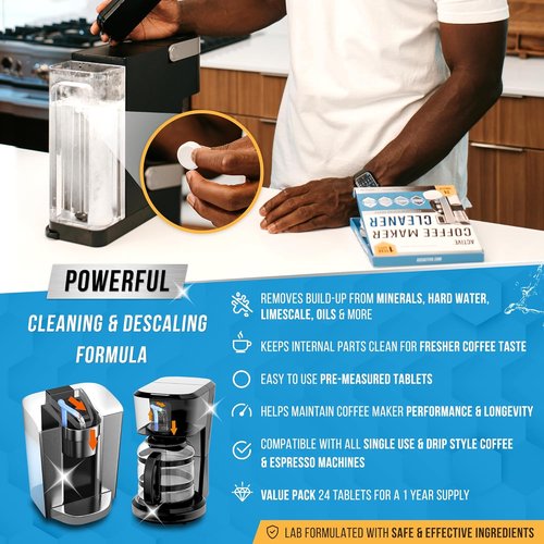 Coffee Machine Cleaner Tablets by [Brand Name] - 24 Count Descaler for Nespresso, Keurig, Ninja & More