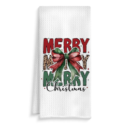 Red and Green Coquette Bow Christmas Kitchen Towels - 16x24 Style09