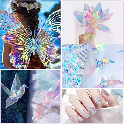 woric 82 Ft X 17 In Cellophane Wrap for Gift Baskets Easter Iridescent Cellophane Wrap Roll Gift Basket Wrapping Plastic for Easter Gifts Basket Stuffers Treats Party Favor Birthday Wedding Crafts