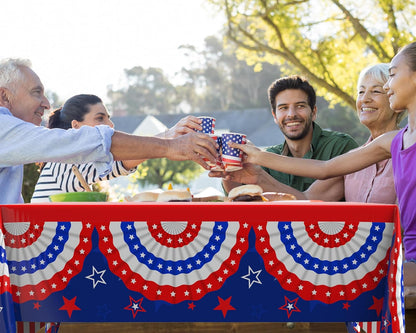 Oudain Patriotic Tablecloths - 6 Pcs 54" x 108" Disposable Red, Blue & White for 4th of July Decor