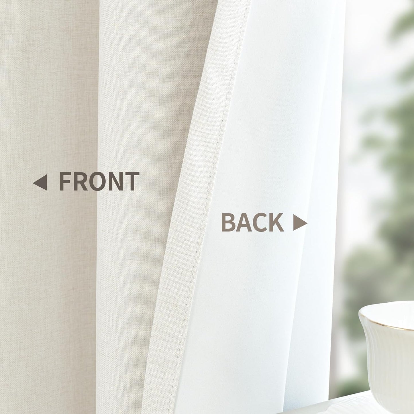 YoungsTex Linen Blackout Curtains - 63-Inch Thermal Insulated Drapes for Full Room Darkening | 2 Panels, Black