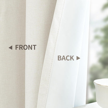 YoungsTex Linen Blackout Curtains - 63-Inch Thermal Insulated Drapes for Full Room Darkening | 2 Panels, Black