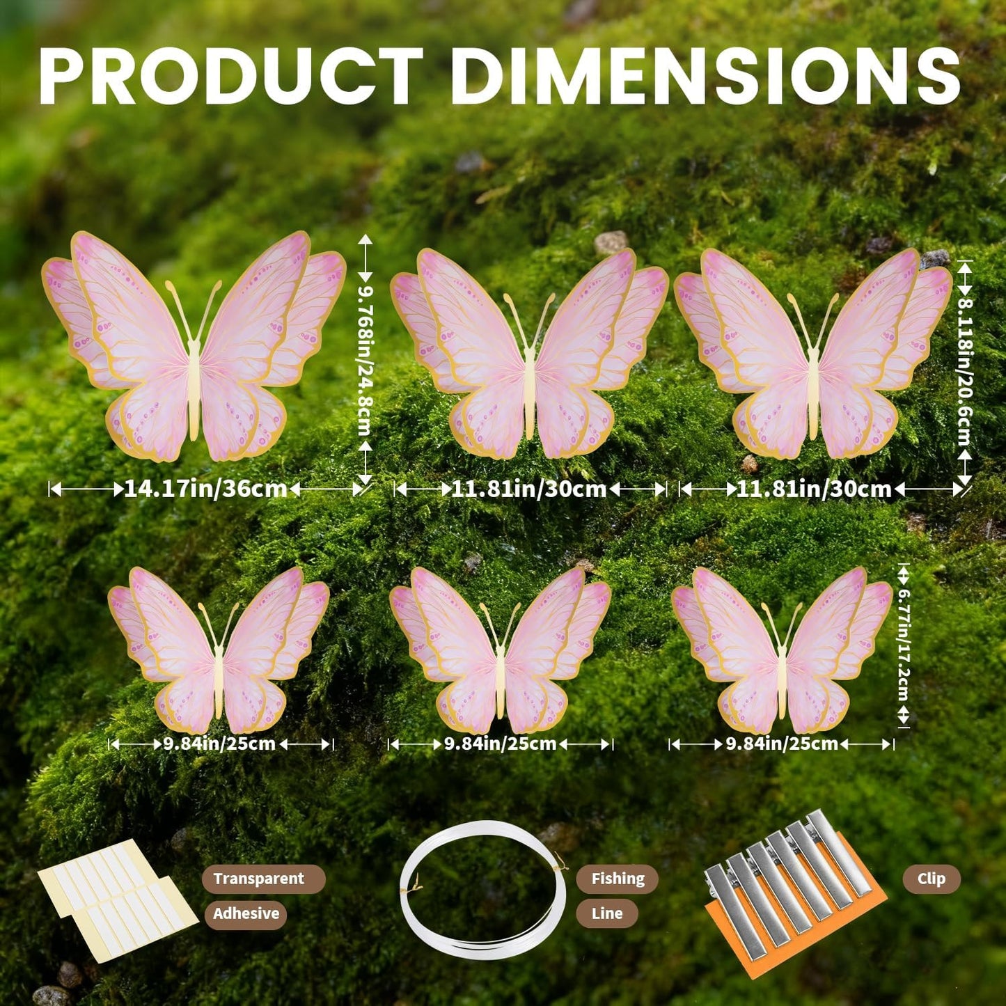 Mverse 3D Butterfly Wall Decor - Gold Paper Butterflies for Baby Showers & Nurseries | Removable Mural Decals (Pink)