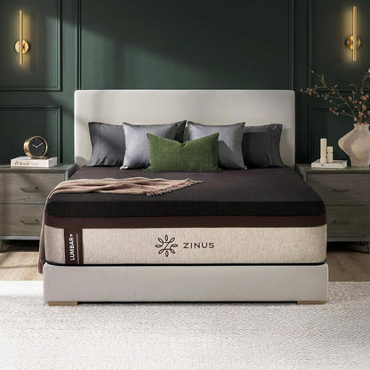Zinus Lumbar+ 14-Inch Memory Foam Mattress - Premium Lumbar Support & Cooling Gel | Queen Size
