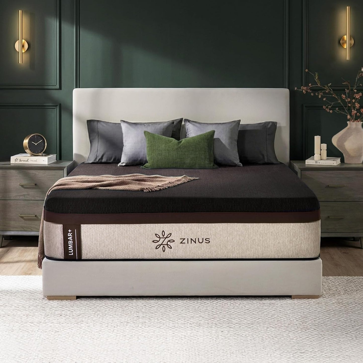 Zinus Lumbar+ Premium Memory Foam Mattress - 14 Inch King, Targeted Lumbar Support & Cooling Gel