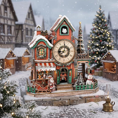 3D Puzzle Clock Kit - Christmas Cottage Cuckoo Clock Model with 3 Modes (Variation: Christmas Cottage)