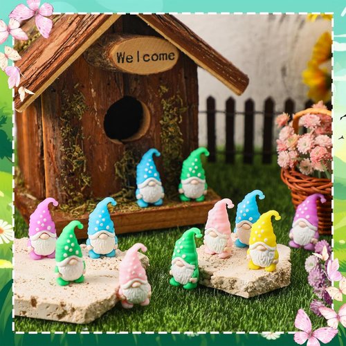 Lunmon Mini Resin Gnome Figurines - 50 Pcs Tiny Gnome Statues for Spring & Easter Decor | Indoor & Outdoor Use