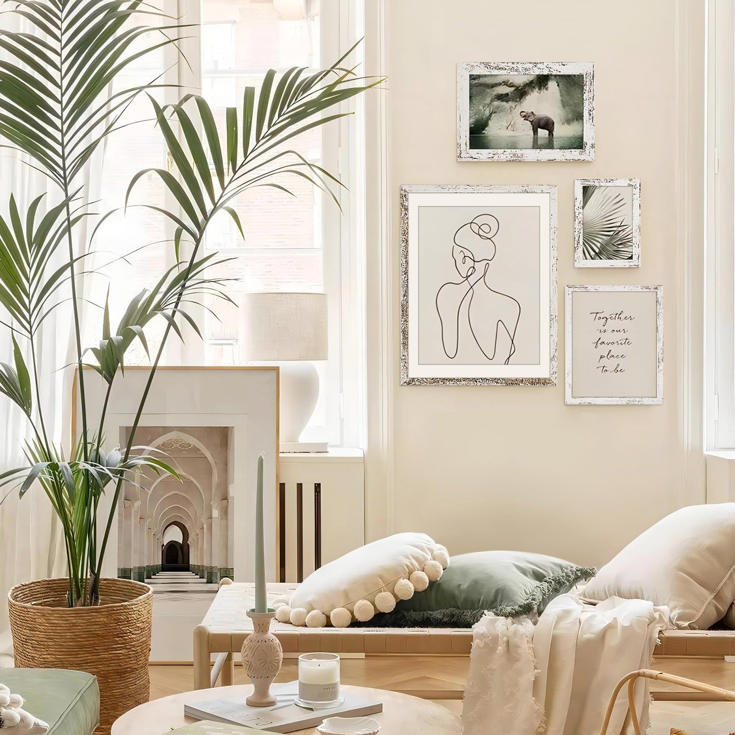 TWING 8x10 Rustic Picture Frames Set of 6 Distressed White Composite Wood Farmhouse Photo Collage Frame For Wall Decor Gallery Wall Frame Set Mounting or Table display, Ideal Valentine Gifts for