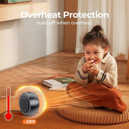 ASNUG Portable Electric Space Heater - 500W PTC Ceramic Design for Fast Heating | Quiet & Safe for Home, Office, Bathroom