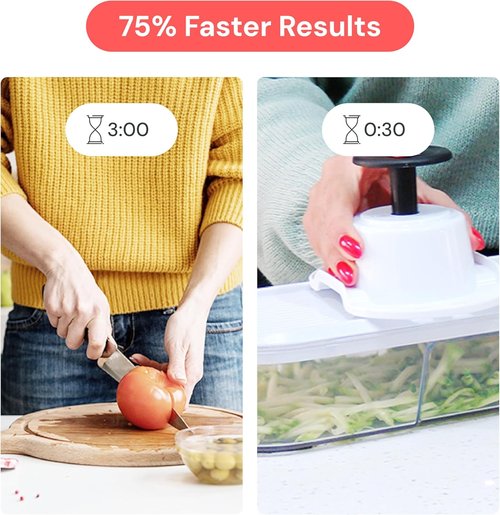 Fullstar Mandoline Slicer - 6-in-1 Vegetable Chopper & Cutter with Container | Black Kitchen Essential