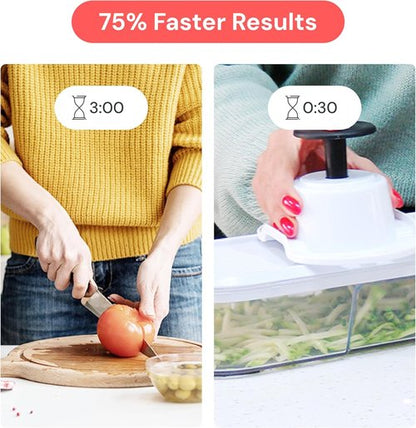 Fullstar Mandoline Slicer - 6-in-1 Vegetable Chopper & Cutter with Container | Black Kitchen Essential