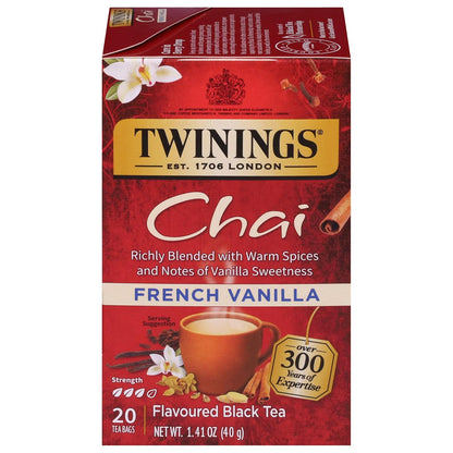 Twinings French Vanilla Chai Black Tea - Warm & Sweet Caffeinated Blend | 20 Individually Wrapped Bags
